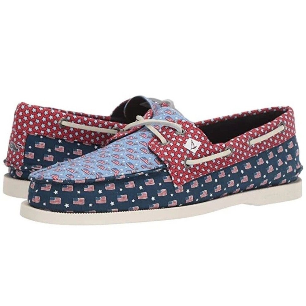 Vineyard Vines Sperry Americana Mens Boat Shoes 9 Patriotic Preppy USA Nautical